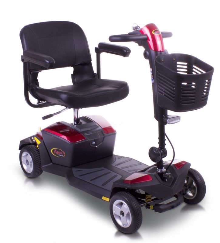 Pride Apex Rapid travel mobility scooter in red
