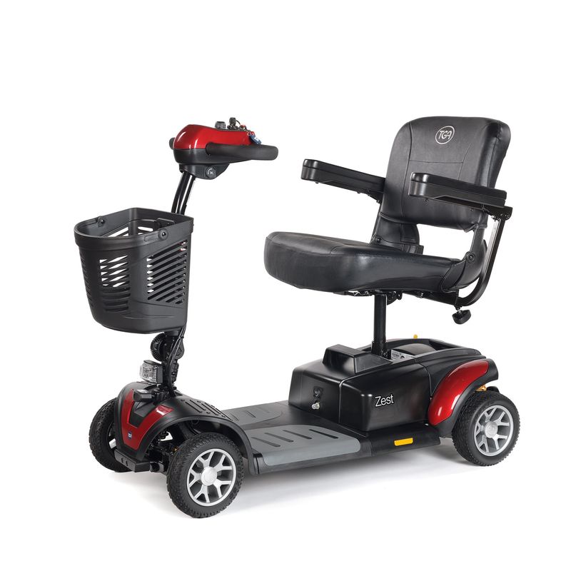 TGA Zest portable boot mobility scooter in red