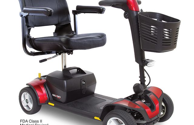 Pride Go-Go Sport 4-wheel travel mobility scooter in red