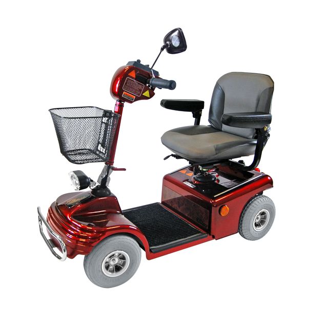 Shoprider Sovereign 4 mid-size pavement mobility scooter in metallic red