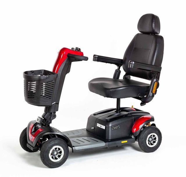 TGA Zest S travel mobility scooter with captain seat in red