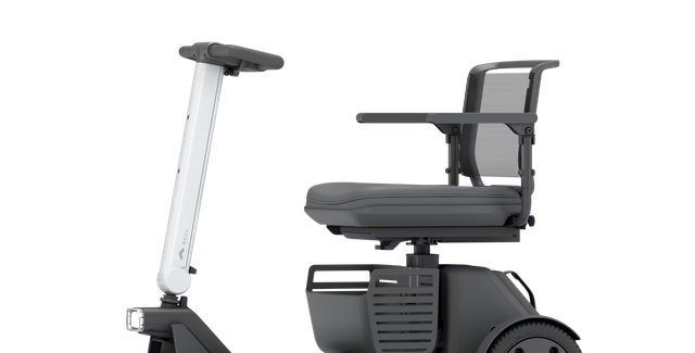 WHILL Model R 3-wheel mobility scooter with independent suspension in white